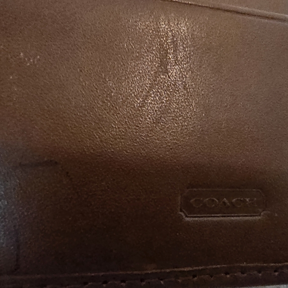 Vintage Coach Brown Leather Canvas Trifold Wallet with Snap Closure - Picture 6 of 8